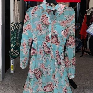 Blue and pink floral dress